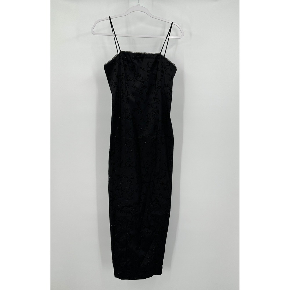 Roberta Womens Sparkle Slip Dress Size 5 Black Vintage‎ 90s Minimalist Cocktail